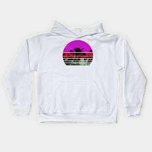 Retro Beach Palm Tree 80s Sunset Vintage Kids Hoodie